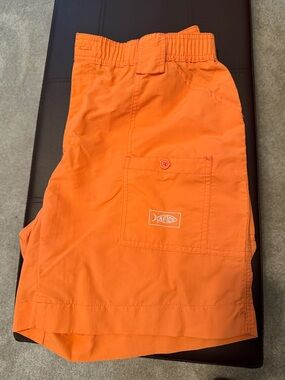 AFTCO Bright Orange Fishing Shorts with Button Pocket